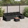Image de vidaXL Salon de jardin 8 pcs avec coussins noir résine tressée