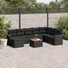 Image de vidaXL Salon de jardin 9 pcs avec coussins noir résine tressée