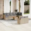 Image de vidaXL Salon de jardin et coussins 10 pcs mélange beige résine tressée