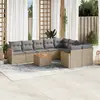 Image de vidaXL Salon de jardin et coussins 10 pcs mélange beige résine tressée