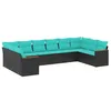 Image de vidaXL Salon de Jardin 10 pcs avec Coussins Noir résine tressée