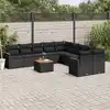 Image de vidaXL Salon de jardin 11 pcs avec coussins noir résine tressée