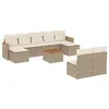 Image de vidaXL Salon de Jardin avec Coussins 10 pcs, Canapés de Terrasse, Ensemble de Meubles de Patio, Mobilier d'Extérieur, Beige Résine Tressée