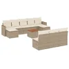 Image de vidaXL Salon de Jardin avec Coussins 11 pcs, Canapés de Terrasse, Ensemble de Meubles de Patio, Mobilier d'Extérieur, Beige Résine Tressée