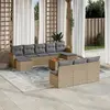 Image de vidaXL Salon de jardin et coussins 11 pcs mélange beige résine tressée