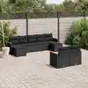 Image de vidaXL Salon de jardin 9 pcs avec coussins noir résine tressée