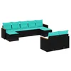 Image de vidaXL Salon de Jardin 9 pcs avec Coussins Noir résine tressée