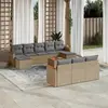 Image de vidaXL Salon de jardin et coussins 11 pcs mélange beige résine tressée