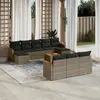 Image de vidaXL Salon de jardin 11 pcs avec coussins gris résine tressée