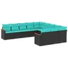 Image de vidaXL Salon de Jardin 11 pcs avec Coussins Noir résine tressée
