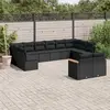 Image de vidaXL Salon de jardin 12 pcs avec coussins noir résine tressée
