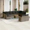 Image de vidaXL Salon de jardin avec coussins 13 pcs gris résine tressée