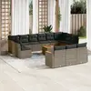 Image de vidaXL Salon de jardin avec coussins 14 pcs gris résine tressée