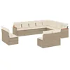 Image de vidaXL Salon de Jardin avec Coussins 12 pcs Beige résine tressée