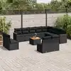 Image de vidaXL Salon de jardin avec coussins 13 pcs noir résine tressée