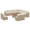 Image de vidaXL Salon de Jardin avec Coussins 14 pcs, Canapés de Terrasse, Ensemble de Meubles de Patio, Mobilier d'Extérieur, Beige Résine Tressée