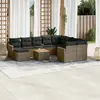 Image de vidaXL Salon de jardin 11 pcs avec coussins gris résine tressée