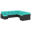 Image de vidaXL Salon de Jardin 11 pcs avec Coussins Noir résine tressée
