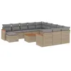 Image de vidaXL Salon de Jardin avec Coussins 13 pcs, Canapés de Terrasse, Ensemble de Meubles de Patio, Mobilier d'Extérieur, Mélange Beige Résine Tressée