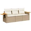 Image de vidaXL Salon de Jardin avec Coussins 3 pcs Beige résine tressée
