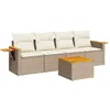 Image de vidaXL Salon de Jardin avec Coussins 5 pcs, Canapés de Terrasse, Ensemble de Meubles de Patio, Mobilier d'Extérieur, Beige Résine Tressée