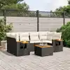 Image de vidaXL Salon de jardin 7 pcs avec coussins noir résine tressée