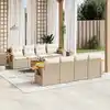 Image de vidaXL Salon de jardin avec coussins 9 pcs beige résine tressée