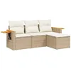 Image de vidaXL Salon de Jardin avec Coussins 4 pcs, Canapés de Terrasse, Ensemble de Meubles de Patio, Mobilier d'Extérieur, Beige Résine Tressée