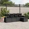 Image de vidaXL Salon de jardin 5 pcs avec coussins noir résine tressée