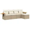 Image de vidaXL Salon de Jardin avec Coussins 5 pcs, Canapés de Terrasse, Ensemble de Meubles de Patio, Mobilier d'Extérieur, Beige Résine Tressée