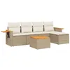 Image de vidaXL Salon de Jardin avec Coussins 6 pcs, Canapés de Terrasse, Ensemble de Meubles de Patio, Mobilier d'Extérieur, Beige Résine Tressée