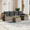 Image de vidaXL Salon de jardin 6 pcs avec coussins gris résine tressée