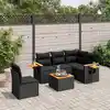 Image de vidaXL Salon de jardin 6 pcs avec coussins noir résine tressée
