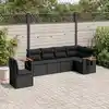 Image de vidaXL Salon de jardin 6 pcs avec coussins noir résine tressée
