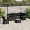 Image de vidaXL Salon de jardin 7 pcs avec coussins noir résine tressée