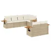 Image de vidaXL Salon de Jardin avec Coussins 7 pcs, Canapés de Terrasse, Ensemble de Meubles de Patio, Mobilier d'Extérieur, Beige Résine Tressée