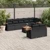 Image de vidaXL Salon de jardin 9 pcs avec coussins noir résine tressée
