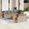 Image de vidaXL Salon de jardin avec coussins 9 pcs beige résine tressée