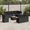 Image de vidaXL Salon de jardin 9 pcs avec coussins noir résine tressée