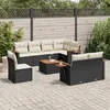 Image de vidaXL Salon de jardin 9 pcs avec coussins noir résine tressée