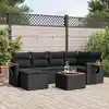 Image de vidaXL Salon de jardin 7 pcs avec coussins noir résine tressée
