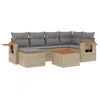 Image de vidaXL Salon de Jardin avec Coussins 7 pcs, Canapés de Terrasse, Ensemble de Meubles de Patio, Mobilier d'Extérieur, Beige Résine Tressée