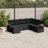 Image de vidaXL Salon de jardin 7 pcs avec coussins noir résine tressée