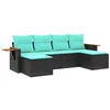 Image de vidaXL Salon de Jardin avec Coussins 6 pcs, Canapés de Patio, Ensemble de Meubles, Mobilier de Terrasse Exterieur, Noir Résine Tressée