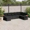 Image de vidaXL Salon de jardin 8 pcs avec coussins noir résine tressée