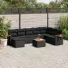 Image de vidaXL Salon de jardin 9 pcs avec coussins noir résine tressée