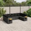 Image de vidaXL Salon de jardin 9 pcs avec coussins noir résine tressée