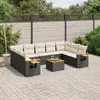 Image de vidaXL Salon de jardin 10 pcs avec coussins noir résine tressée