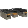 Image de vidaXL Salon de jardin avec coussins 10 pcs gris résine tressée