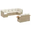 Image de vidaXL Salon de Jardin avec Coussins 9 pcs Beige résine tressée